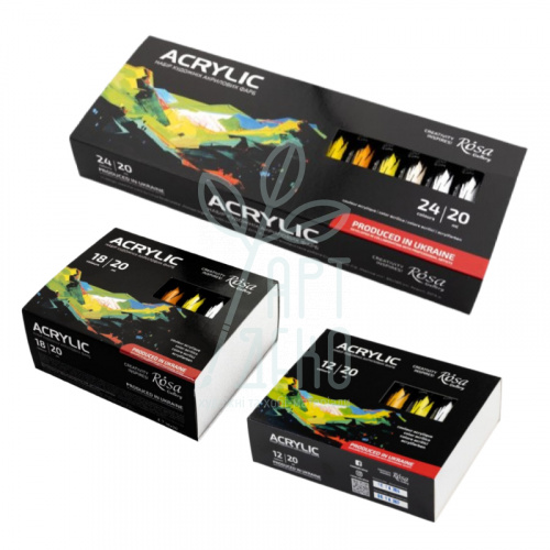 Набір акрилових фарб Gallery, блістер, ROSA