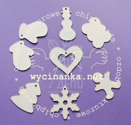 Набір чипбордів "Святкові пряники" з підвісом, 8 шт., Wycinanka