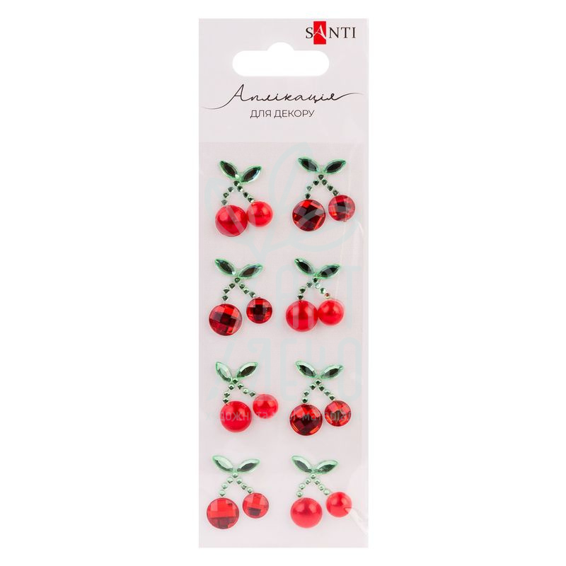Аплікація зі страз самоклеючих "Вишеньки", 7х14 см, Santi