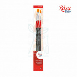 Набір пензлів 2, Синтетика, 3 шт., плоска (№ 8,12), кругла (№ 2), д.р., ROSA STUDIO