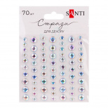 Набір страз самоклеючих, прозорі, 70 шт, Santi