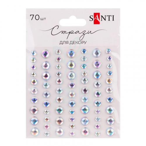 Набір страз самоклеючих, прозорі, 70 шт, Santi