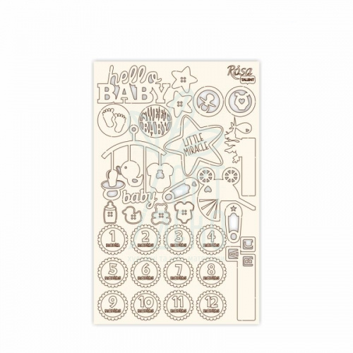 Набір чипбордів для скрапбукінгу "Дитячі мотиви 1", білий картон, 12,6х20 см, ROSA Talent