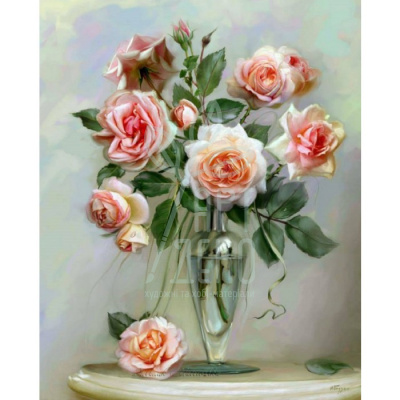 Набір для розпису за номерами, "Тендітні троянди", 40х50 см, з подарунковою коробкою, Ідейка