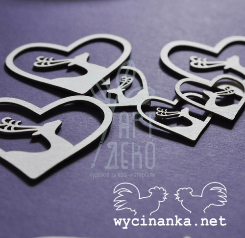 Набір чипбордів "Рамочки. Серця з оленями", 6 шт., Wycinanka