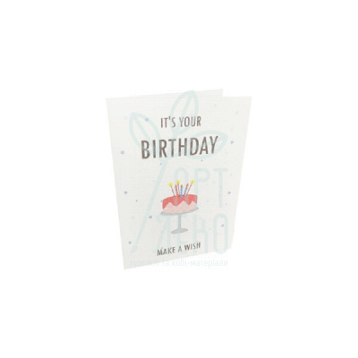 Листівка "Happy birthday" тортик, 7х9,5 см, Україна