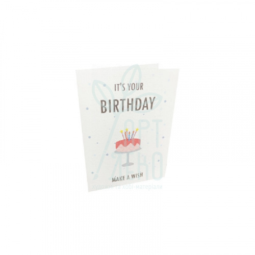 Листівка "Happy birthday" тортик, 7х9,5 см, Україна