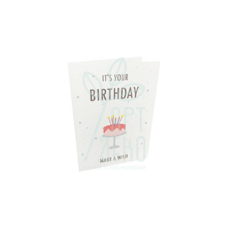 Листівка "Happy birthday" тортик, 7х9,5 см, Україна
