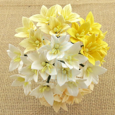 Квіти паперові Лілія, біло-бежеві тони, 3 см, 5 шт, Тайланд