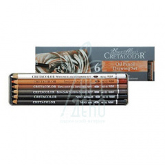 Набір олівців для рисунку Oil Pencils, в металевій коробці, 6 шт, Cretacolor