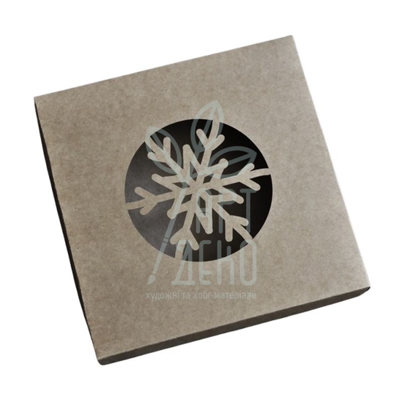 Коробка декоративна з віконцем, крафткартон "Сніжинка", 15x15x3 см, Wycinanka