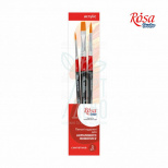 Набір пензлів 6, Синтетика, 3 шт., плоска (№ 10), кругла (№ 2,5), к.р., ROSA STUDIO