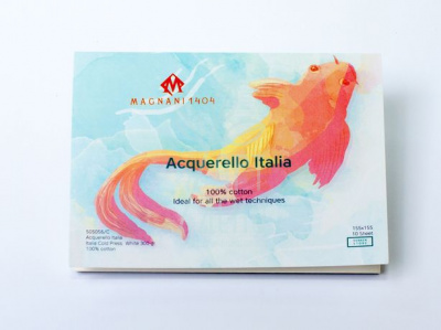 Склейка для акварелі, гуаші Acquerello Italia Cold Press, 15,5х11,5 см, 300 г/м2, 10 л., Magnani