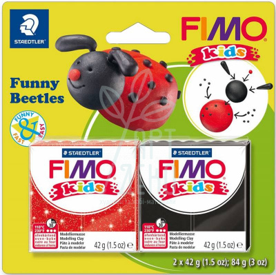 Набір полімерної глини Fimo Kids "Мила божа корівка", 2 кольори х 42 г, Fimo