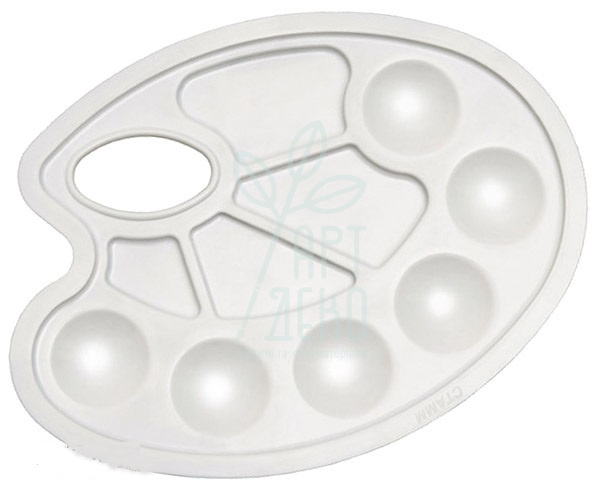 Палітра пластикова, овальна, 10 лунок, 17х23,5 см, D.K.ART & CRAFT