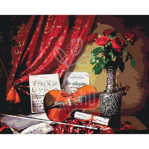 Набір для розпису за номерами Натюрморт "Мелодія скрипки 2" 40х50 см, Ідейка