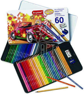 Набір олівців кольорових Super Sixties Beetle, в металевій коробці, 60 шт., Bruynzeel