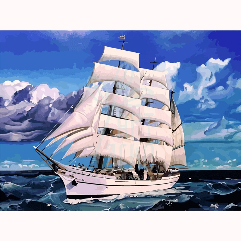 Полотно на картоні з контуром Морські пейзажі №7,  30х40 см, бавовна, акрил, ROSA START