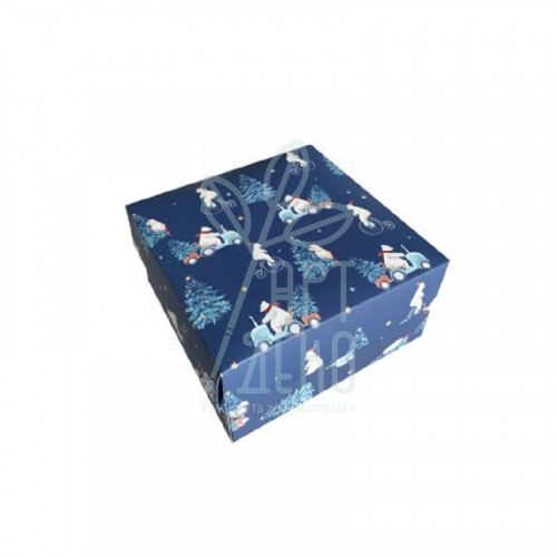 Коробка подарункова "Білий ведмедик" 14x14x7 см, Україна