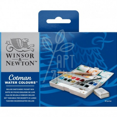 Набір акварельних фарб Cotman Deluxe Sketchers' Pocket Box, 16 шт., + пензлик, Winsor & Newton Набір акварельних фарб Cotman Deluxe Sketchers' Pocket Box, 16 шт., + пензлик, Winsor & Newton