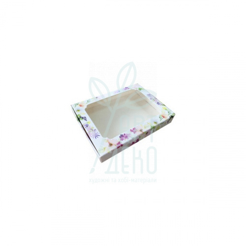 Коробка подарункова з віконцем "Квіти", 15х20х3 см, Україна