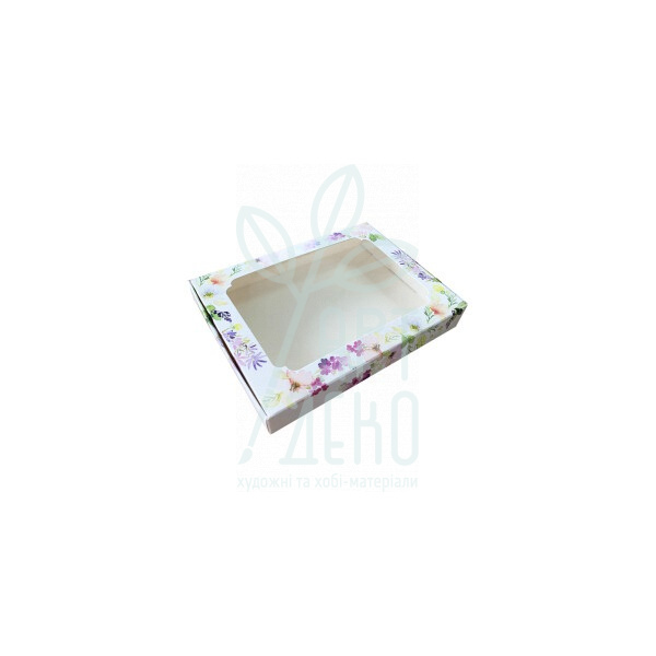 Коробка подарункова з віконцем "Квіти", 15х20х3 см, Україна
