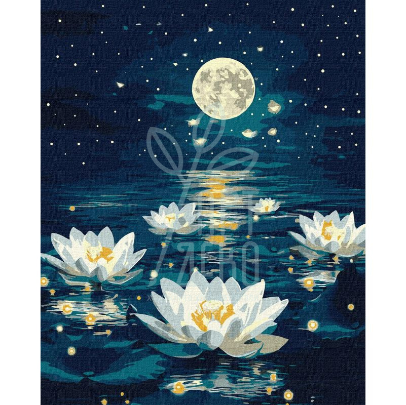 Набір для розпису за номерами "Лотос під сяйвом", металiк extra, 40х50 см, Ідейка