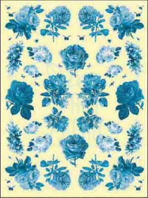 Декупажна карта "Троянди (синій монохром на жовтому)", 50х70 см, Kreul