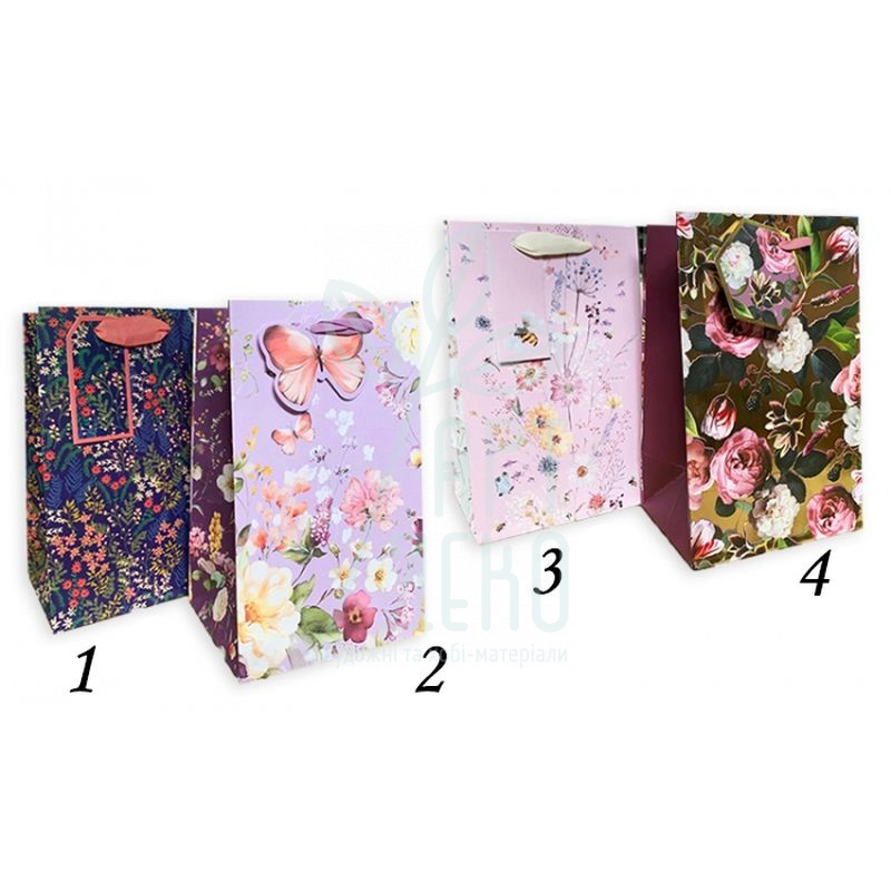 Пакет подарунковий "Квіти мікс", 13х20х9 см, Україна
