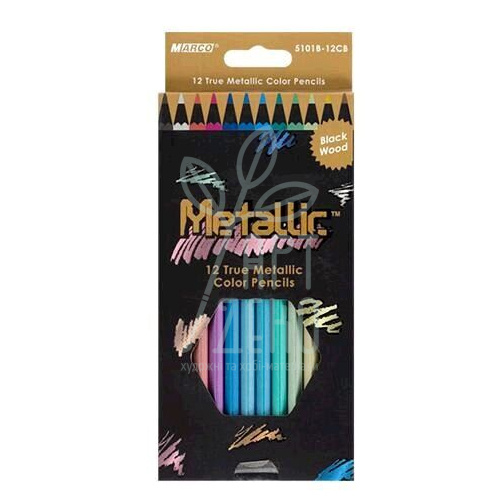 Набір олівців кольорових Metallic, 12 шт, Marco