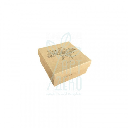 Коробка декоративна, крафткартон "Карта України", 14х14х7 см, крафтова, Україна