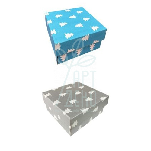 Коробка подарункова, гофрокартон "Ялинки", 14,5х14х7,2 см, Україна