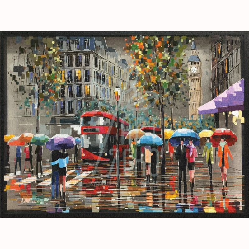 Полотно на картоні з контуром "Міста №3", 30х40 см, бавовна, акрил, ROSA Start