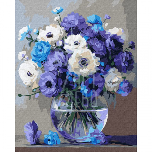 Набір для розпису за номерами "Букет блакитних квітів", 40х50 см, Ідейка