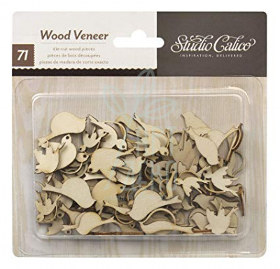 Набір чипбордів дерев'яних "Noted Veneer Birds", 71 шт., Studio Calico Набір чипбордів дерев'яних "Noted Veneer Birds", 71 шт., Studio Calico