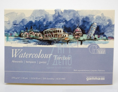 Склейка для акварелі Gamma Watercolour Torchon, 270 г/м2, 10 л., Польща