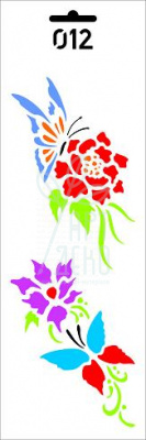 Трафарет декоративний 012 Квіти і метелик, 10,7х31,1 см, Україна