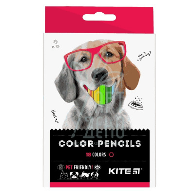 Набір олівців кольорових "Dogs", 18 шт. Kite