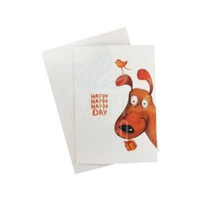 Листівка з конвертом "Happy dog", 10,5х14,8 см, Україна