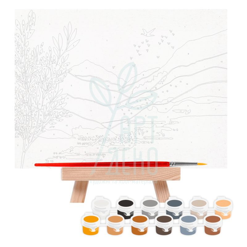 Набір для розпису за номерами "Загадковий пейзаж", 15х20 см, з мольбертом, ROSA Start