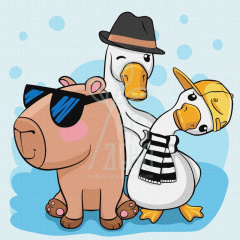 Набір для розпису за номерами "Капібара і друзі", 30х30 см, Ідейка