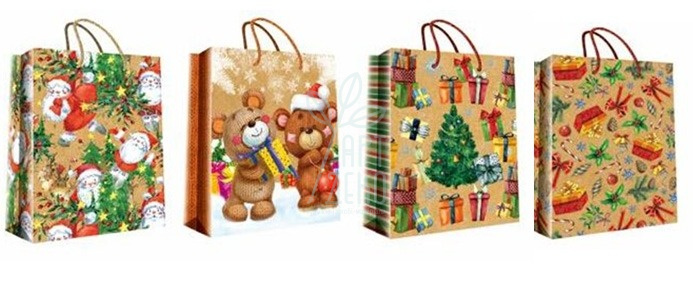 Пакет подарунковий "Новорічні подарунки", 18x23x10 см, Україна