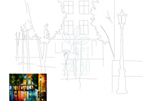 Полотно на картоні з контуром Пейзаж №12, 30х40 см, бавовна, акрил, ROSA Start