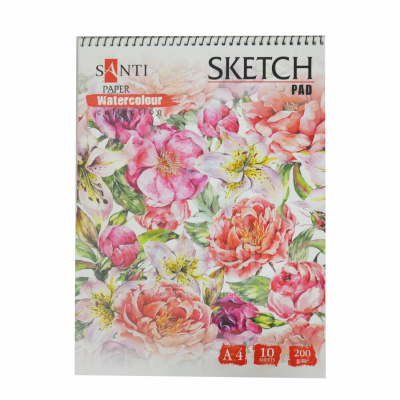 Альбом для акварелі Watercolour Collection "Floristics", спіраль, А4, 200 г/м2, 10 л, Santi