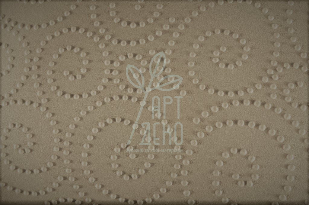 Папір текстурований, тиснений "Пунктирні завитки", бежевий, 11х15 см, Україна