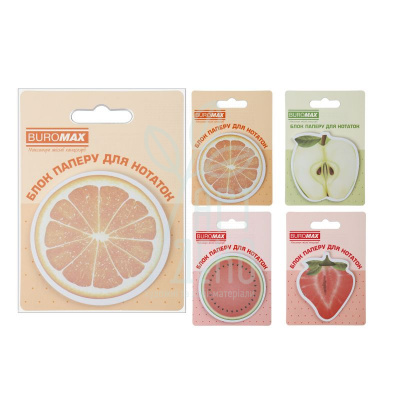 Блок паперу з клейким шаром "Fruits", 70х70 мм, 30 л., Buromax