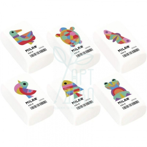 Гумка 424A, прямокутна, 39,5х23,5х13 мм, біла, Milan