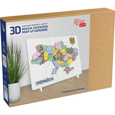 Набір картина 3D "Мапа України", пастельні кольори, МДФ, 24,5х18,5 см, ROSA Talent Набір картина 3D "Мапа України", пастельні кольори, МДФ, 24,5х18,5 см, ROSA Talent