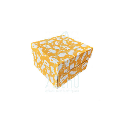 Коробка декоративна "Котики", 18х18х12 см, світло-помаранчева, Україна