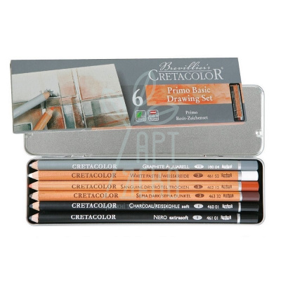 Набір олівців художніх Basic Pensil Pocket Set, в металевій коробці, 6 шт, Cretacolor